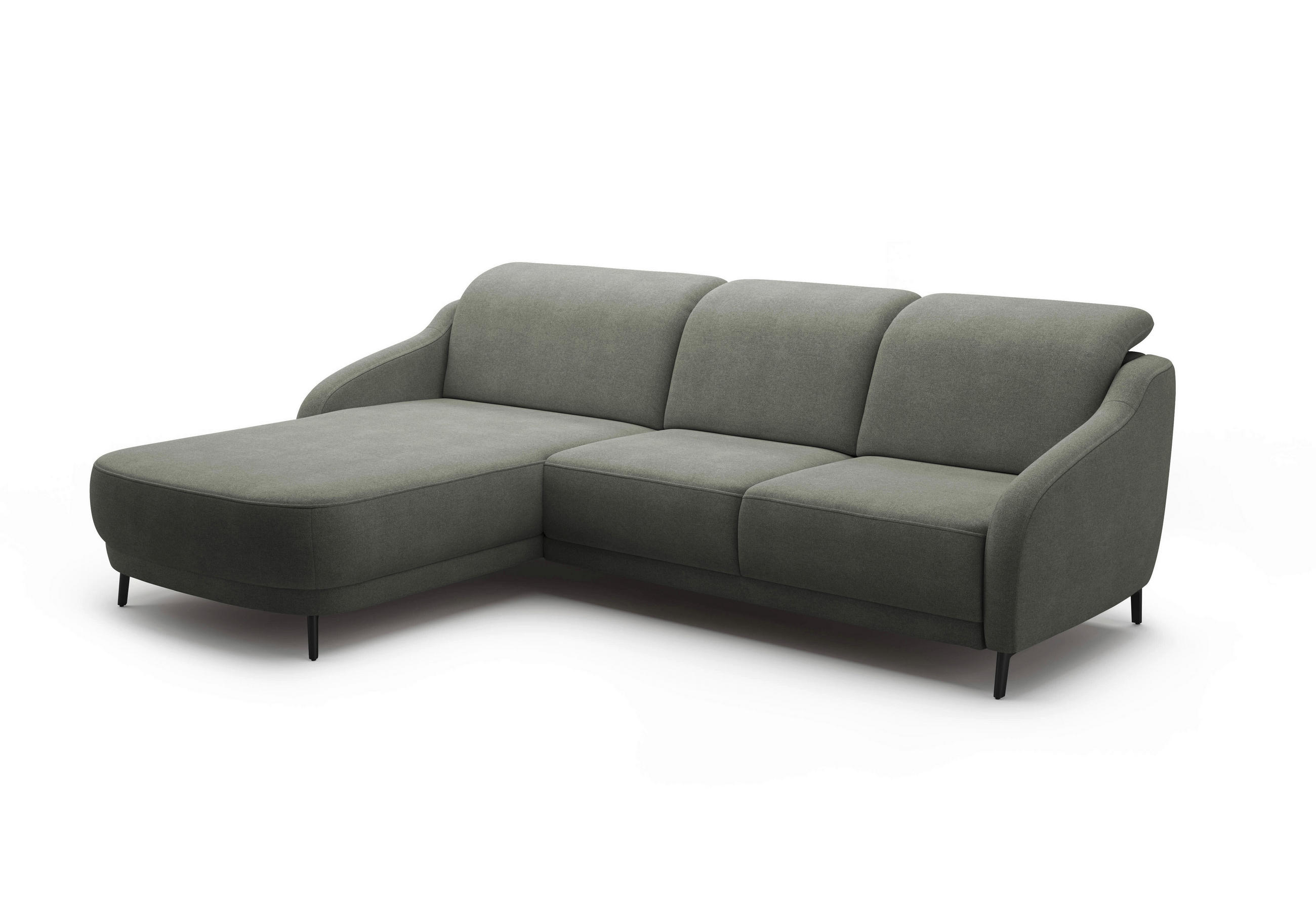 ECKSOFA BLUES V Schlammfarben Mikrofaser  - Schlammfarben/Schwarz, MODERN, Textil/Metall (191/271cm) - Sit & More