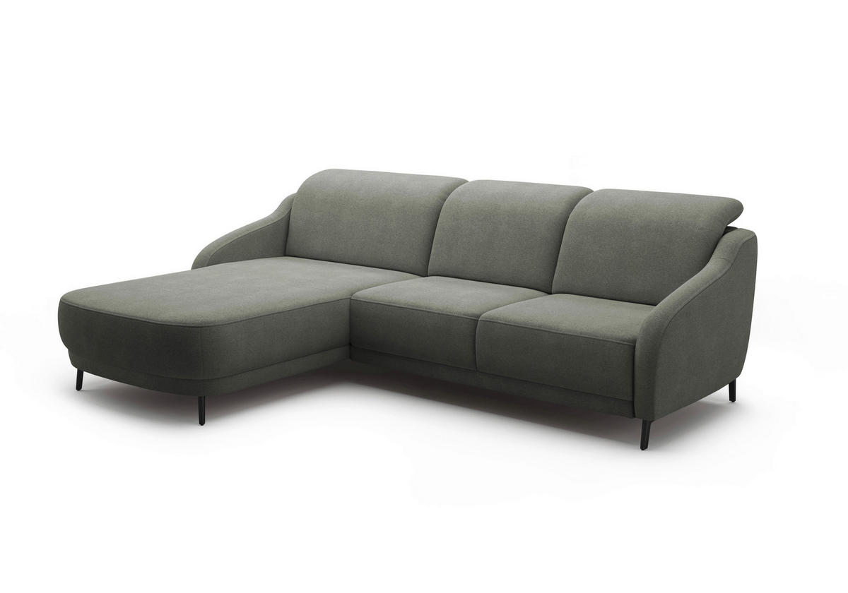 ECKSOFA BLUES V Schlammfarben Mikrofaser  - Schlammfarben/Schwarz, MODERN, Textil/Metall (191/271cm) - Sit & More