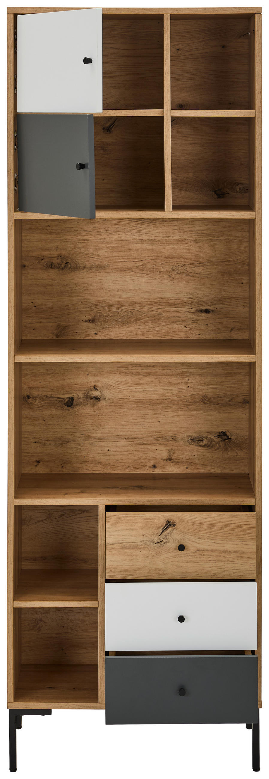 KOMMODE  in 60/180/30 cm  - Eichefarben/Schwarz, Design, Holzwerkstoff/Metall (60/180/30cm) - Carryhome