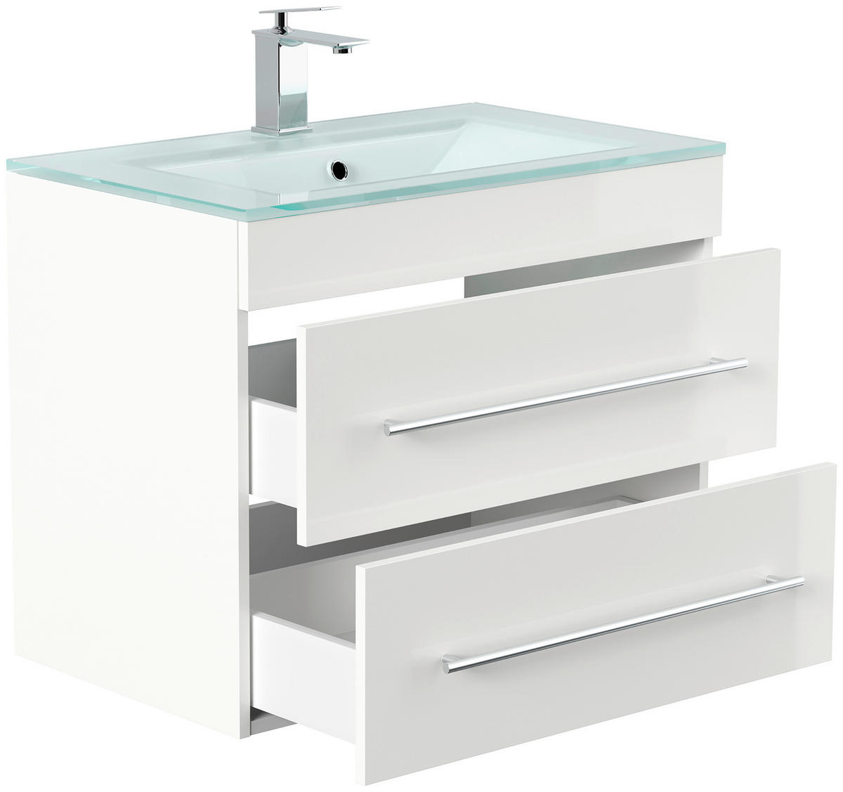 WASCHTISCHKOMBI 75 cm  - Weiß Hochglanz, Trend, Glas/Holzwerkstoff (75cm) - MID.YOU