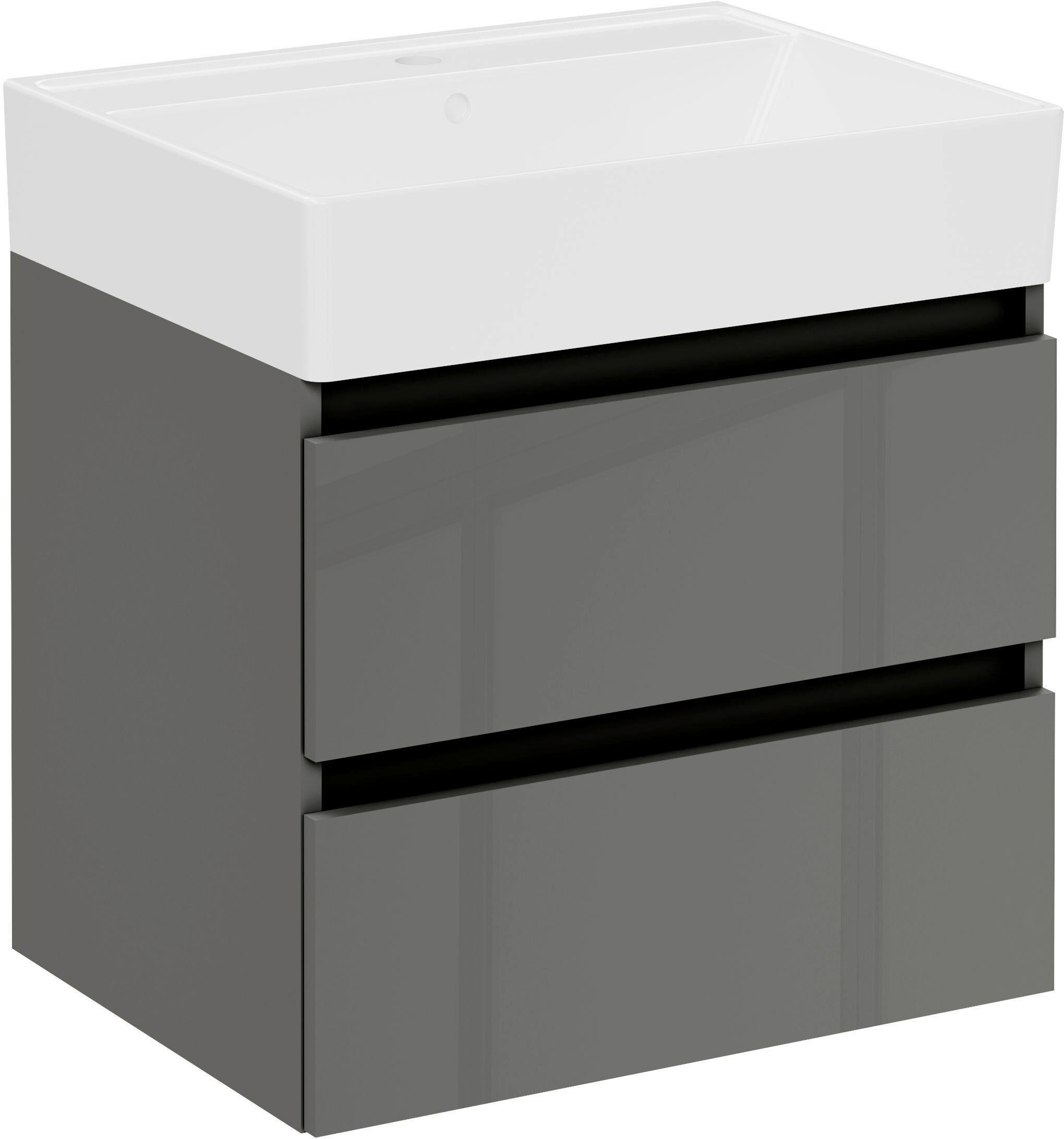 WASCHTISCHKOMBI 61,5 cm  - Anthrazit/Schwarz, MODERN, Keramik/Holzwerkstoff (61,5cm) - Voleo