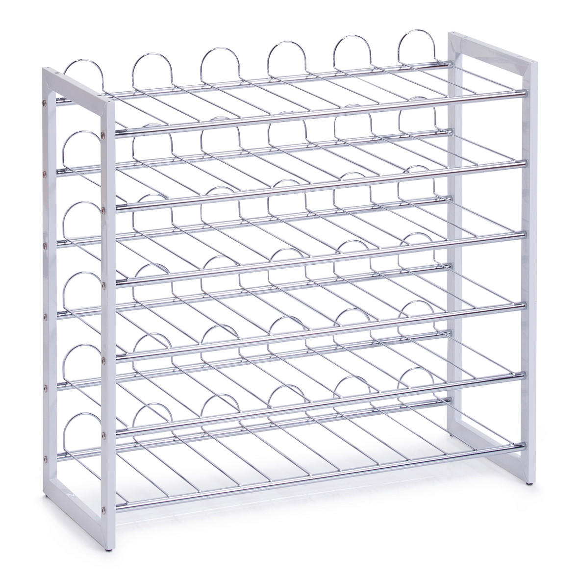 WEINREGAL  - Chromfarben/Weiß, Basics, Metall (68/26,5/63cm) - Zeller Present