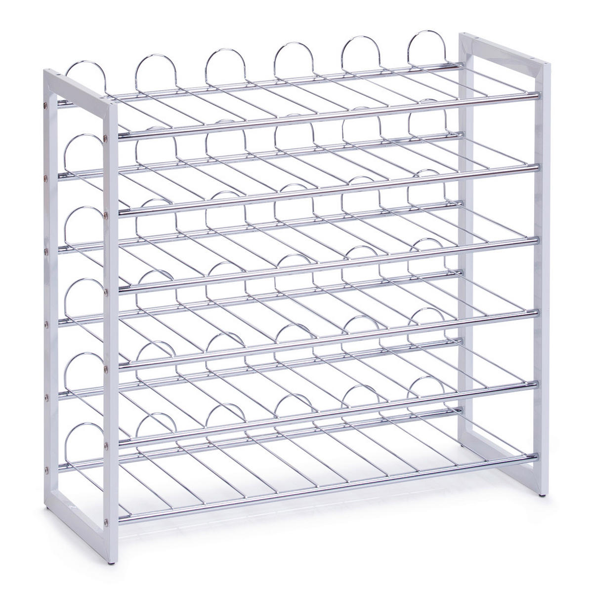 WEINREGAL  - Chromfarben/Weiß, Basics, Metall (68/26,5/63cm) - Zeller Present