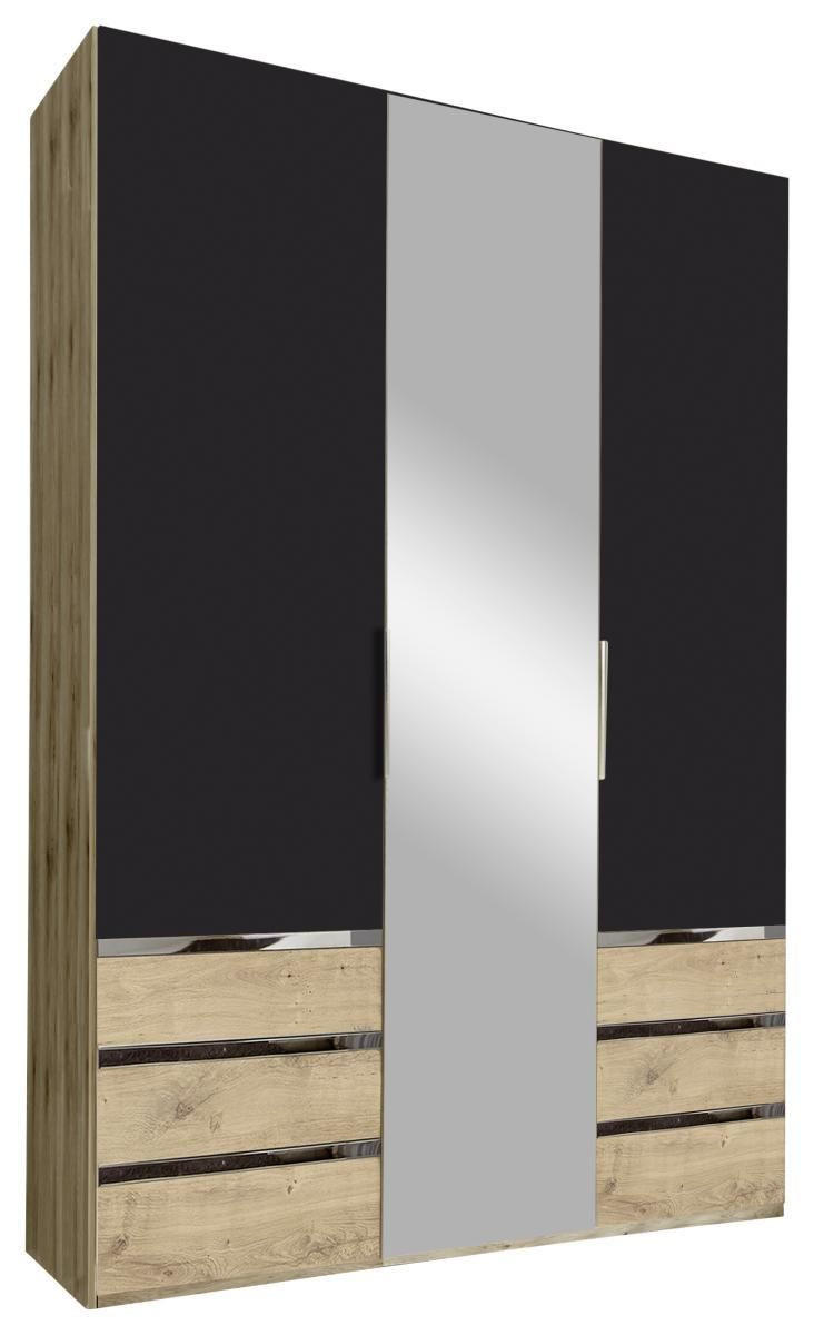 DREHTÜRENSCHRANK in Graphitfarben, Silberfarben, Eichefarben  - Chromfarben/Eichefarben, Modern, Glas/Holzwerkstoff (150/216/58cm) - MID.YOU