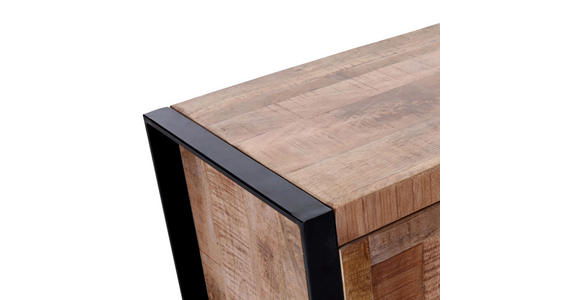 REGAL Holz, Holzwerkstoff Mangoholz massiv Braun, Naturfarben, Schwarz  - Schwarz/Braun, Design, Holz/Holzwerkstoff (55/190/43cm) - Landscape