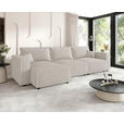ECKSOFA Creme Cord Zierkissen, Rückenkissen, Schlaffunktion, Rücken echt  - Creme/Schwarz, MODERN, Kunststoff/Textil (153/350cm) - Xora