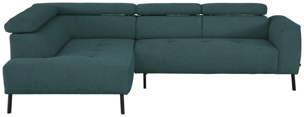 ECKSOFA in Chenille Blau  205/280 cm  - Blau/Schwarz, Design, Textil/Metall (205/280cm) - Xora