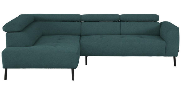 ECKSOFA in Chenille Blau  205/280 cm  - Blau/Schwarz, Design, Textil/Metall (205/280cm) - Xora