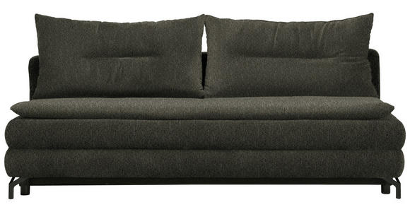 SCHLAFSOFA  in Webstoff Olivgrün  - Schwarz/Olivgrün, MODERN, Textil/Metall (208/73/92/102cm) - Novel