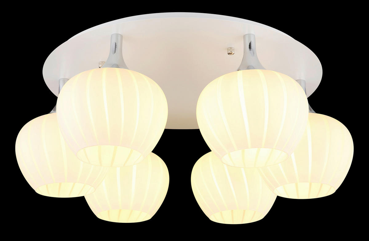 DECKENLEUCHTE  65/25,5 cm    - Chromfarben/Opal, Konventionell, Glas/Metall (65/25,5cm) - Globo