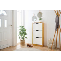 Schuhkipper Luanda - Naturfarben/Weiß, Design, Holzwerkstoff (55/117/23,5cm) - MID.YOU