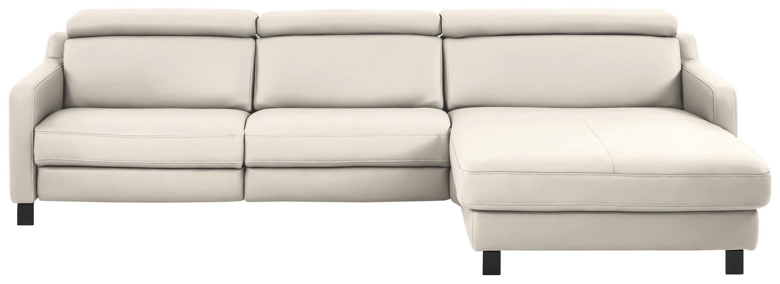 ECKSOFA in Echtleder Beige  - Beige/Schwarz, Design, Leder/Metall (291/176cm) - Valdera