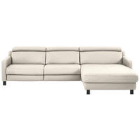 ECKSOFA in Echtleder Beige  - Beige/Schwarz, Design, Leder/Metall (291/176cm) - Valdera