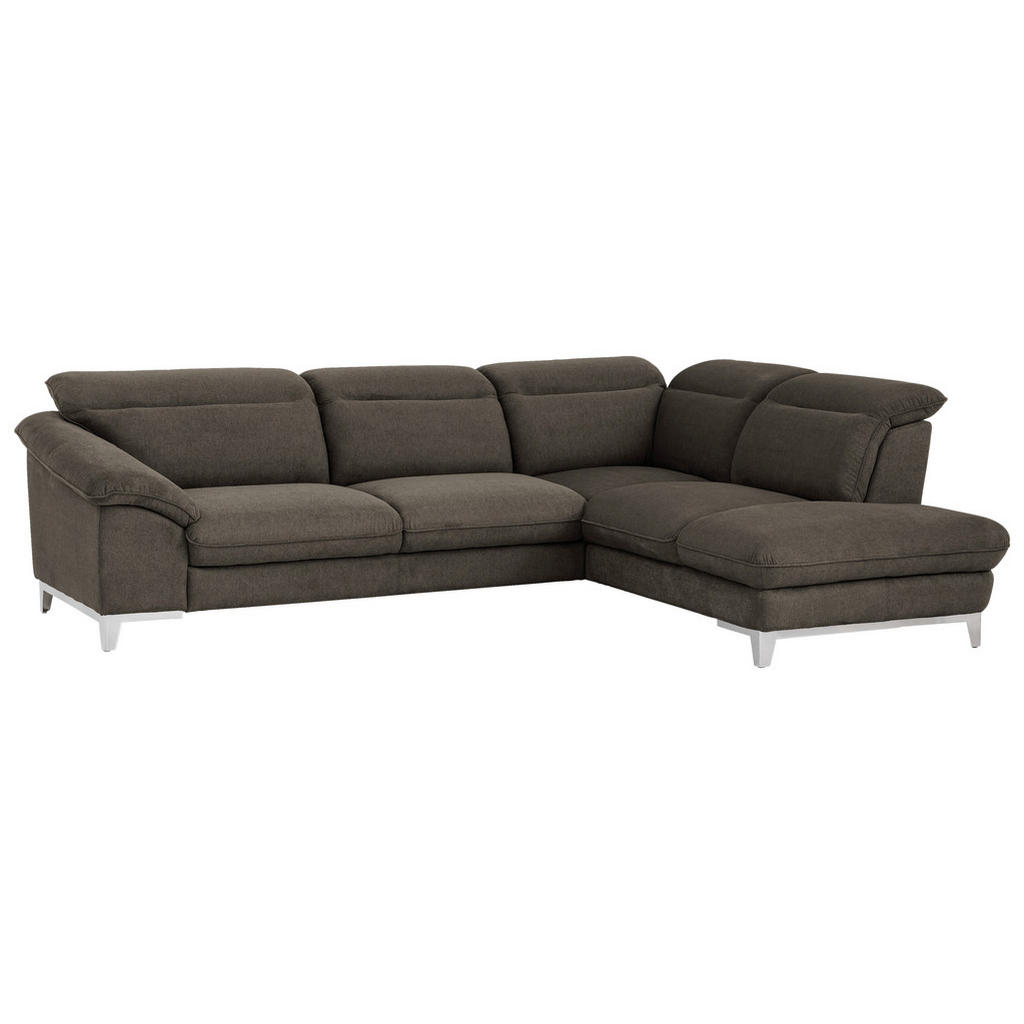 Thumbnail - Livetastic Ecksofa, Dunkelbraun, Textil, 4-Sitzer, Ottomane links, L-Form, 293x232 cm, Made in EU, seitenverkehrt erhält...