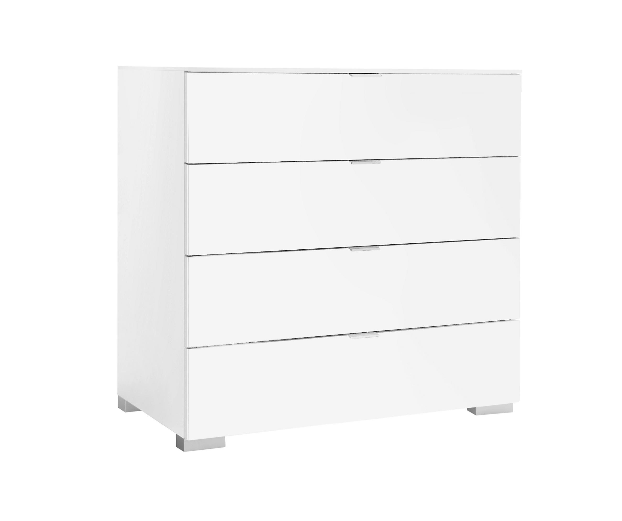 KOMMODE , 80/77/40 cm, 4 Schublade(n)  - Alufarben/Weiß, Basics, Holzwerkstoff/Kunststoff (80/77/40cm) - Moderano