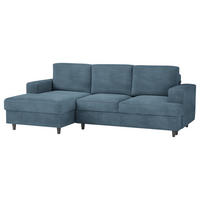 ECKSOFA Blau Cord, Velours  - Blau/Schwarz, Design, Holz/Textil (140/247cm) - MID.YOU