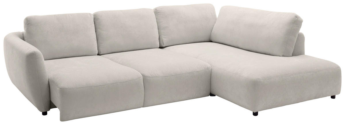 ECKSOFA  in Chenille Platinfarben  307/224 cm  - Platinfarben/Schwarz, KONVENTIONELL, Kunststoff/Textil (307/224cm) - Hom`in