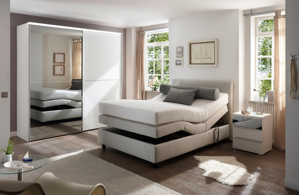 BOXSPRINGBETT 140/200 cm  in Hellgrau  - Hellgrau/Schwarz, Design, Kunststoff/Textil (140/200cm) - RUF Betten