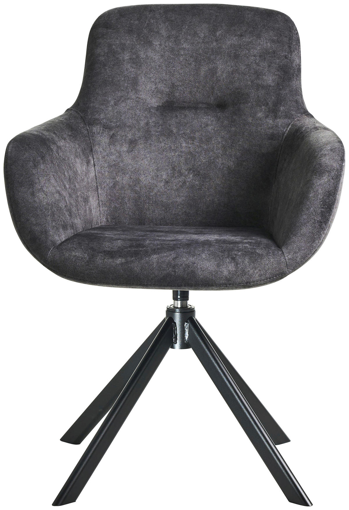 ARMLEHNSTUHL  in Edelstahl Velours  - Schwarz/Grau, Basics, Textil/Metall (62/89/61cm) - Celina Home