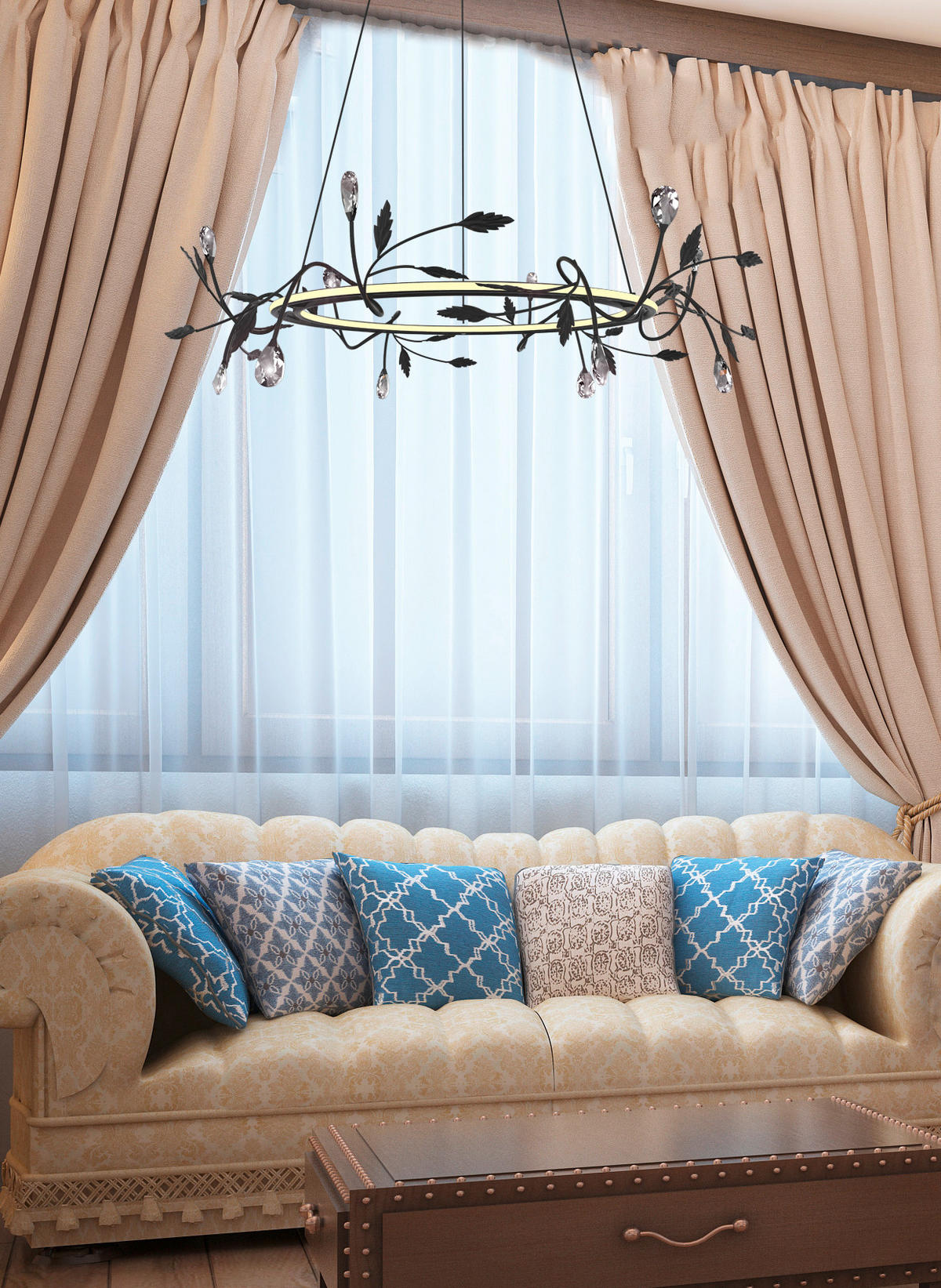 LED-PENDELLAMPA Giaros 65/65/120 cm  - svart, Klassisk, metall (65/65/120cm)