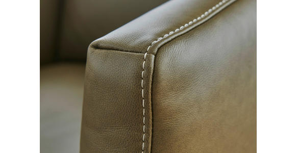 2-SITZER-SOFA Olivgrün Echtleder  - Eichefarben/Beige, Natur, Leder/Holz (207/86/87cm) - Valnatura