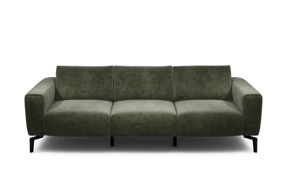 3-SITZER-SOFA Samt Waldgrün  - Waldgrün/Schwarz, Design, Textil/Metall (250/86/86-94cm) - SENSOO