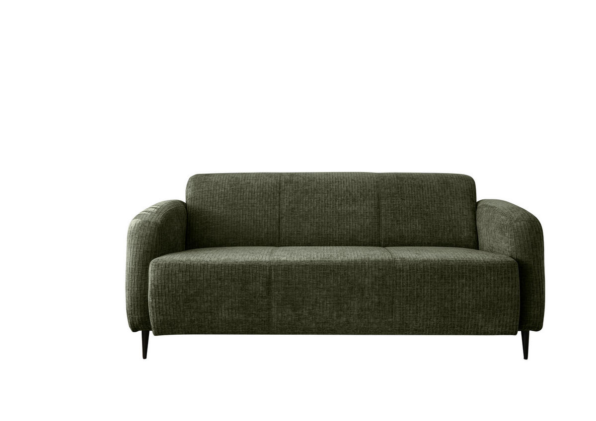 3-SITZER-SOFA Mikrofaser Olivgrün  - Schwarz/Olivgrün, Modern, Textil/Metall (180/76/90cm) - Livetastic