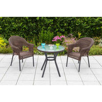 GARTENTISCHGRUPPE Aluminium  - Dunkelbraun/Graphitfarben, KONVENTIONELL, Glas/Kunststoff - Gardenson