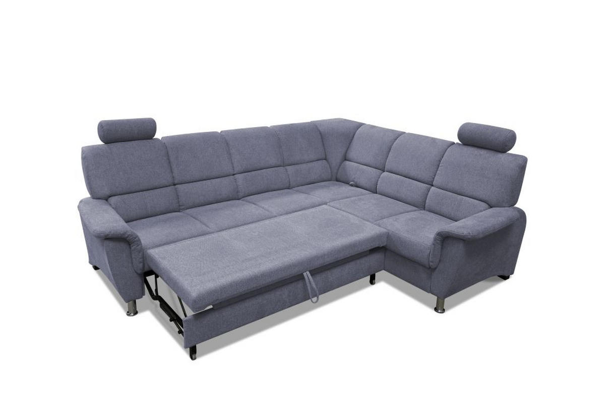 ECKSOFA Blaugrau Webstoff  - Silberfarben/Blaugrau, Design, Holz/Kunststoff (270/216cm) - Livetastic