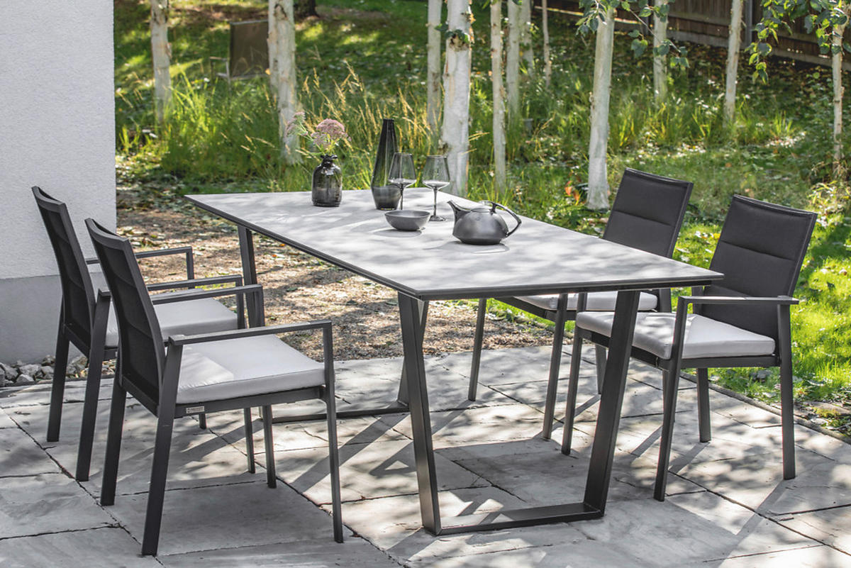 GARTENTISCH Kunststoff Anthrazit, Grau rechteckig  - Anthrazit/Grau, Design, Kunststoff/Metall (180/95/76cm)
