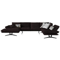 WOHNLANDSCHAFT in Echtleder Dunkelbraun  - Dunkelbraun/Schwarz, Natur, Leder/Metall (155/359/217cm) - Dieter Knoll