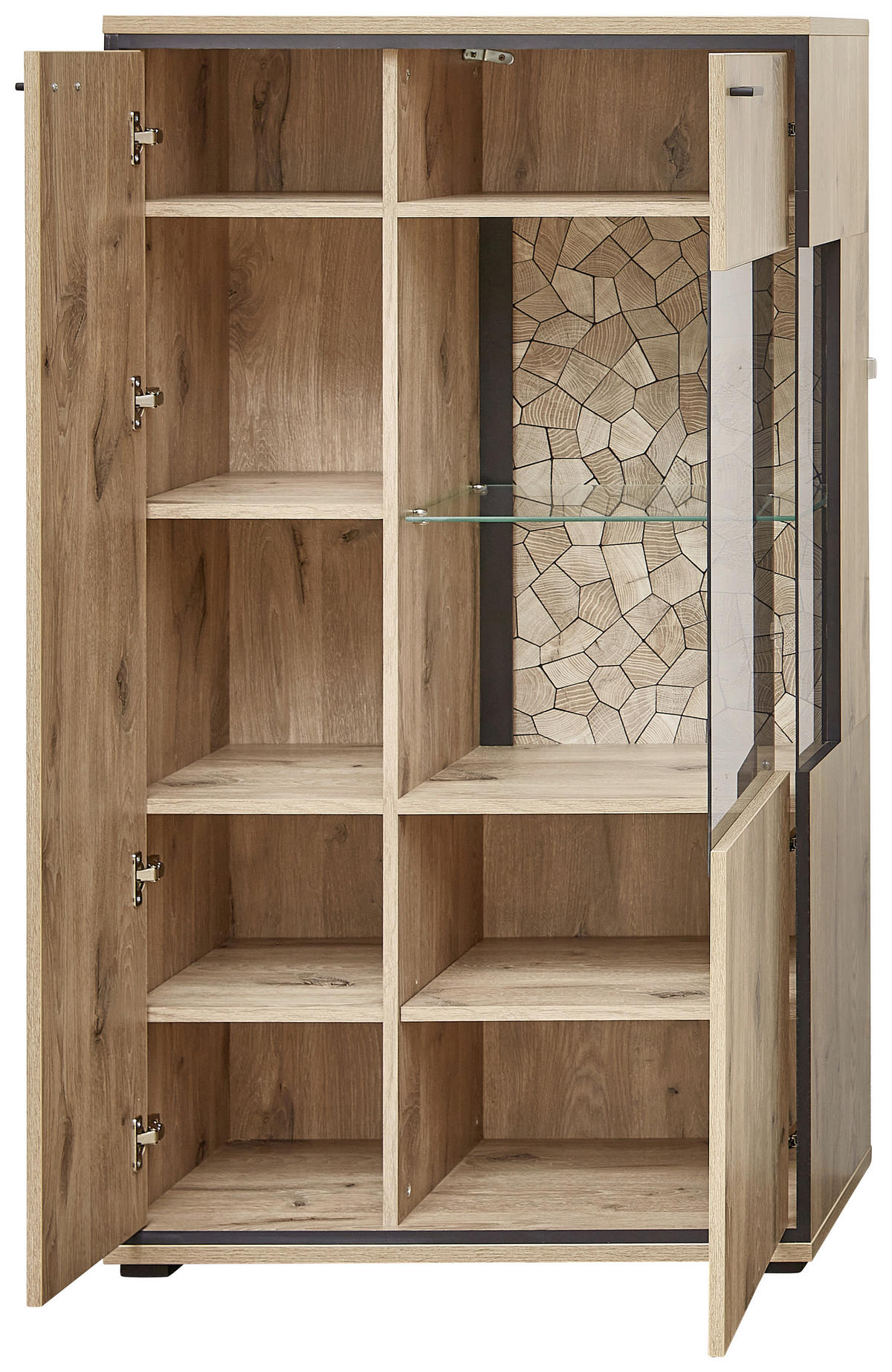 VITRINE in Schwarz, Eichefarben  - Eichefarben/Schwarz, KONVENTIONELL, Glas/Holzwerkstoff (80/144/40cm) - Livetastic