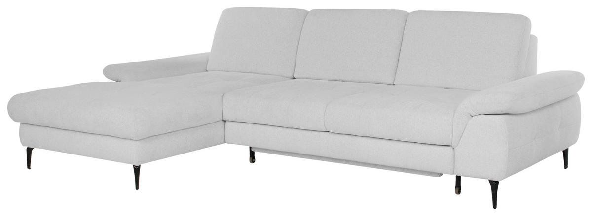 ECKSOFA ALMA in Chenille Hellgrau  191/285 cm  - Hellgrau/Schwarz, Design, Textil/Metall (191/285cm) - Livetastic