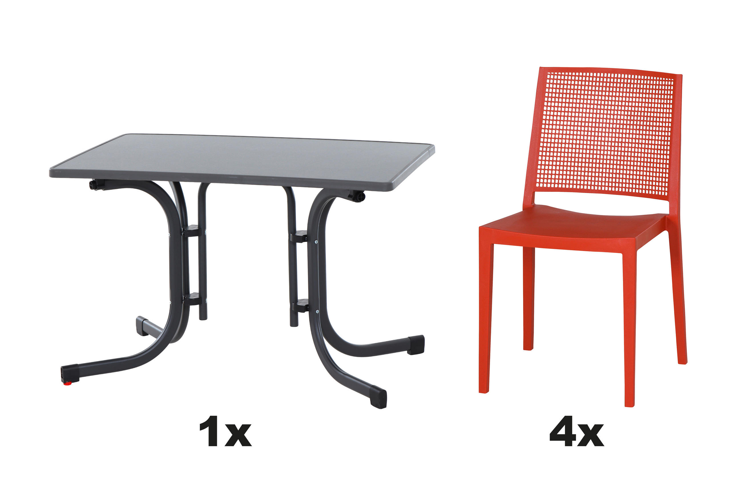 GARTENGARNITUR 3-teilig Stahl  - Rot, Basics, Kunststoff/Metall (70/80/110cm) - Siena Garden