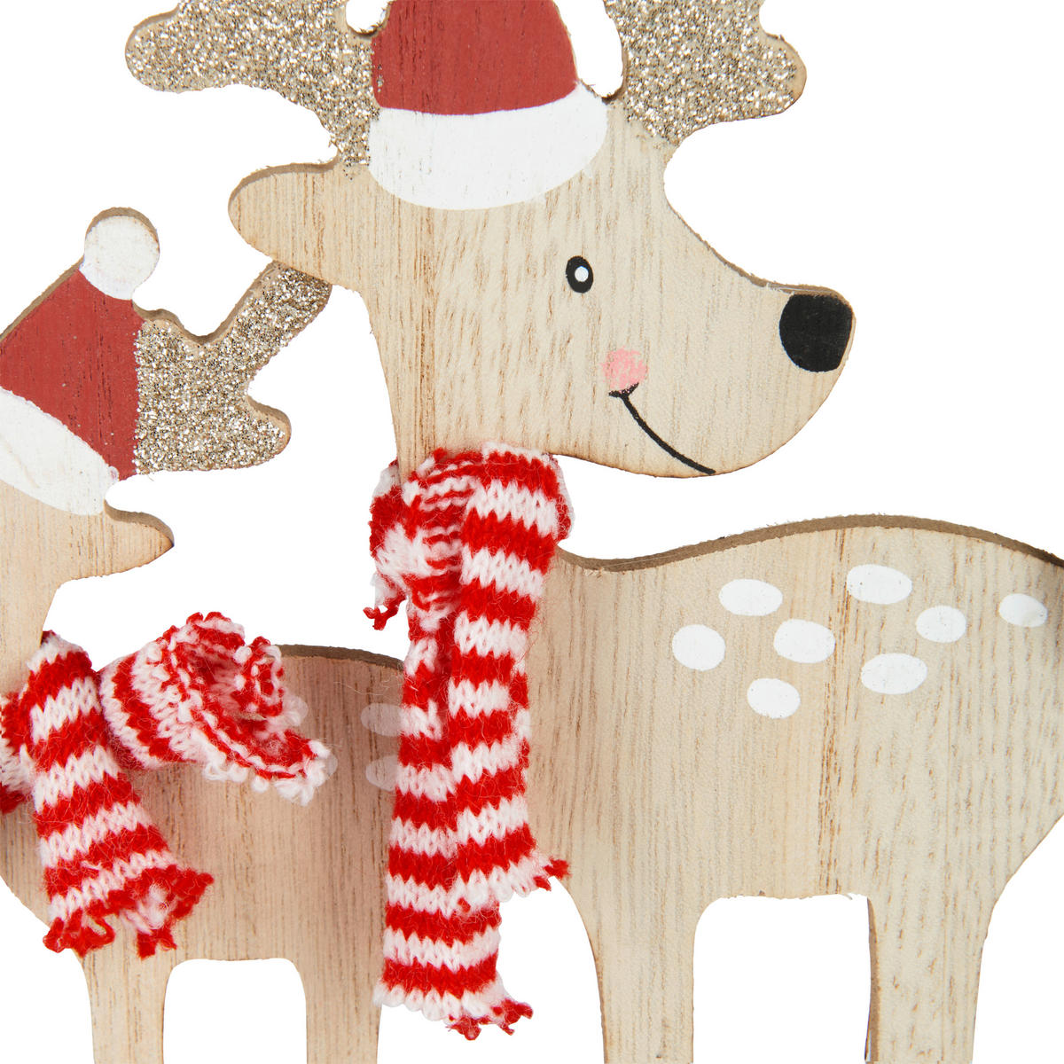 Ren Decorativ Xmassale - alb/roșu, Lifestyle, lemn/textil (29/18/4,5cm) - X-Mas