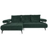ECKSOFA in Webstoff Dunkelgrün  180/266 cm  - Dunkelgrün/Schwarz, Design, Textil/Metall (180/266cm) - Welnova