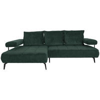 ECKSOFA in Webstoff Dunkelgrün  - Dunkelgrün/Schwarz, Design, Textil/Metall (180/266cm) - Welnova