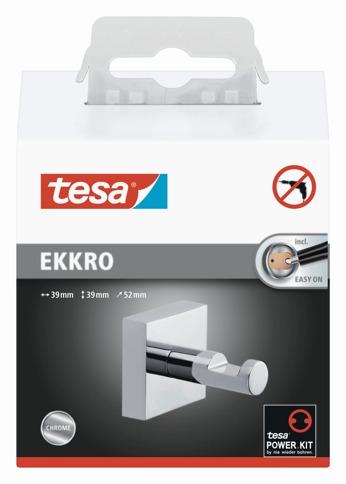 HANDTUCHHAKEN - Chromfarben, Basics, Metall (5,2/3,9/3,9cm) - Tesa