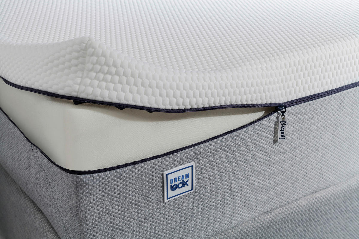 TASCHENFEDERKERNMATRATZE DREAM BOX PRO, 160/200 cm, Höhe ca.: 24 cm, funktional, 3-Zonen - Weiß/Grau, Basics, Textil (160/200cm) - Yatas