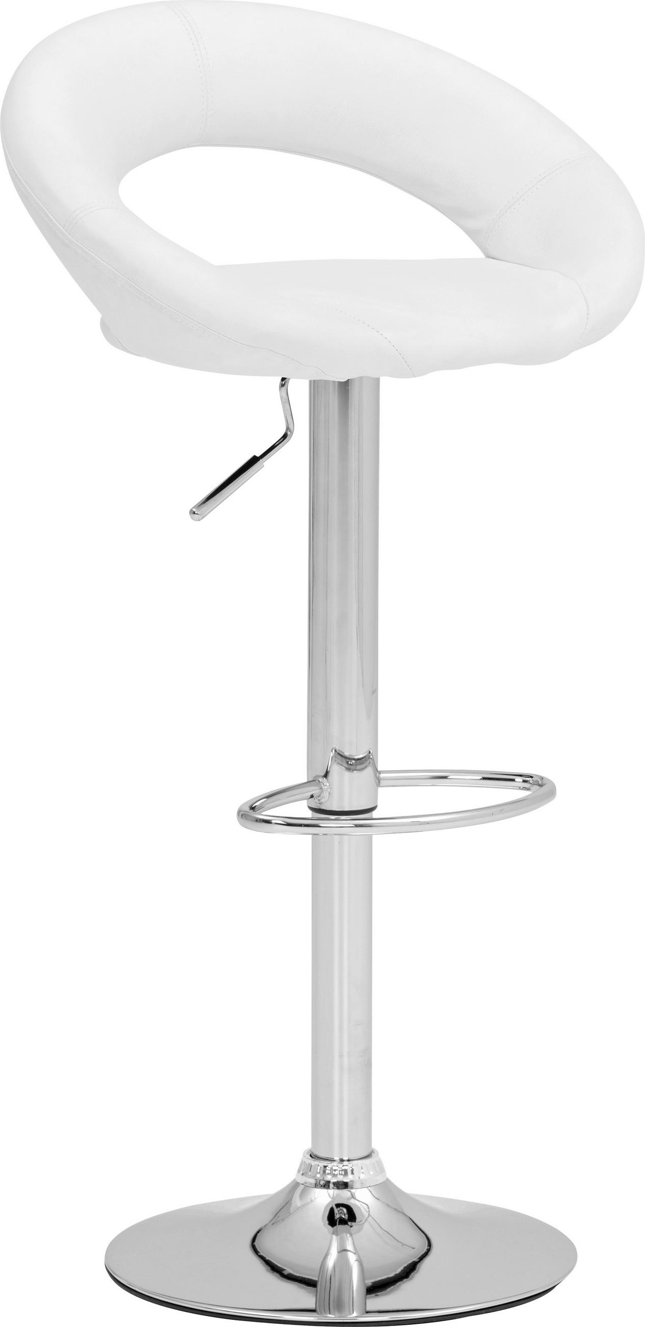 Scaun de bar in metal, textil alb, culoare crom  - alb/culoare crom, Design, metal/textil (54/82-104/51cm) - Carryhome