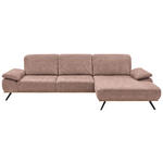 ECKSOFA in Mikrofaser Altrosa  - Beige/Schwarz, Natur, Holz/Textil (322/201cm) - Voleo