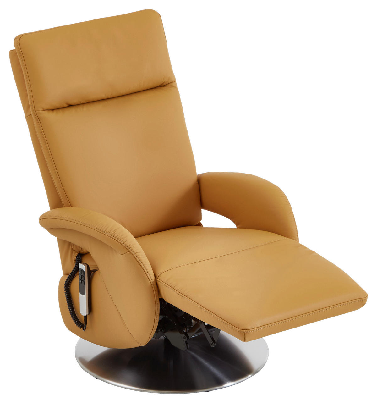 RELAXSESSEL in Leder Currygelb  - Currygelb/Edelstahlfarben, Design, Leder/Metall (70/108/80cm) - Cantus
