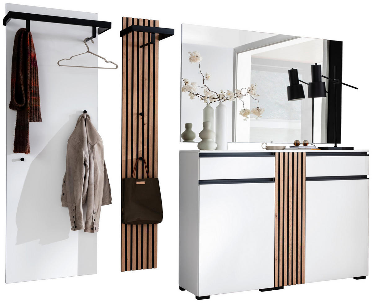 GARDEROBE 4-teilig  in 270/200/38 cm  - Eichefarben/Weiß, Design, Holz/Holzwerkstoff (270/200/38cm) - Moderano