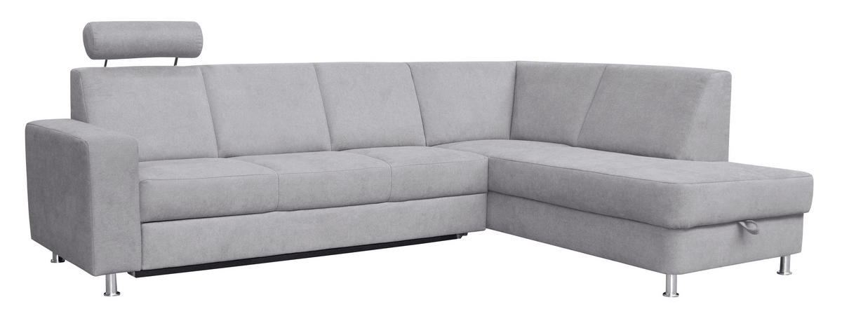 SEDEŽNA GARNITURA, gladka tkanina siva  - barve kroma/siva, Design, tekstil (256/198cm) - Xora