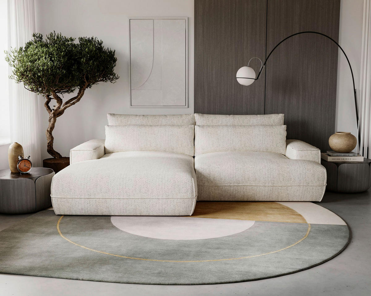 ECKSOFA in Struktur Beige  - Beige/Schwarz, Design, Kunststoff/Textil (156/272cm) - Livetastic