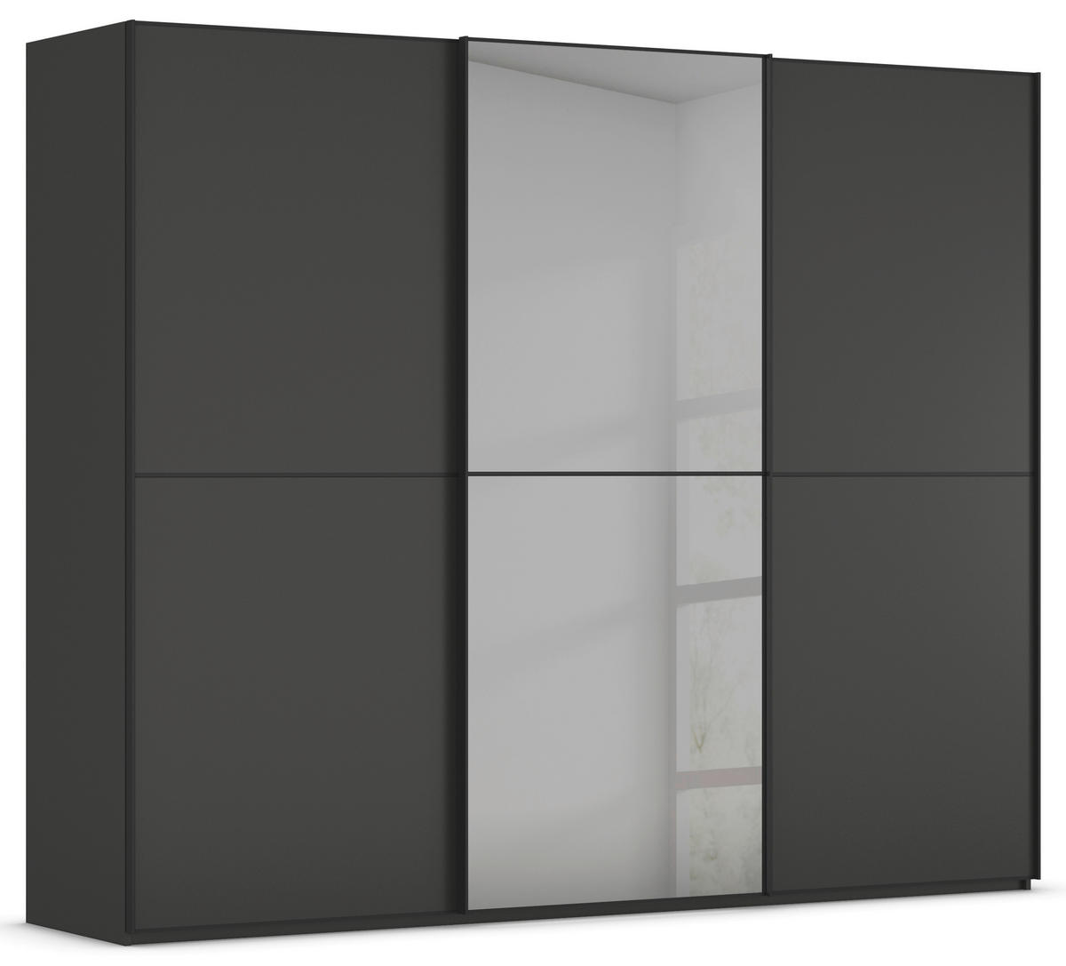 SCHWEBETÜRENSCHRANK in Graphitfarben, Schwarz  - Schwarz/Graphitfarben, Konventionell, Glas/Holzwerkstoff (242/223/68cm) - Novel