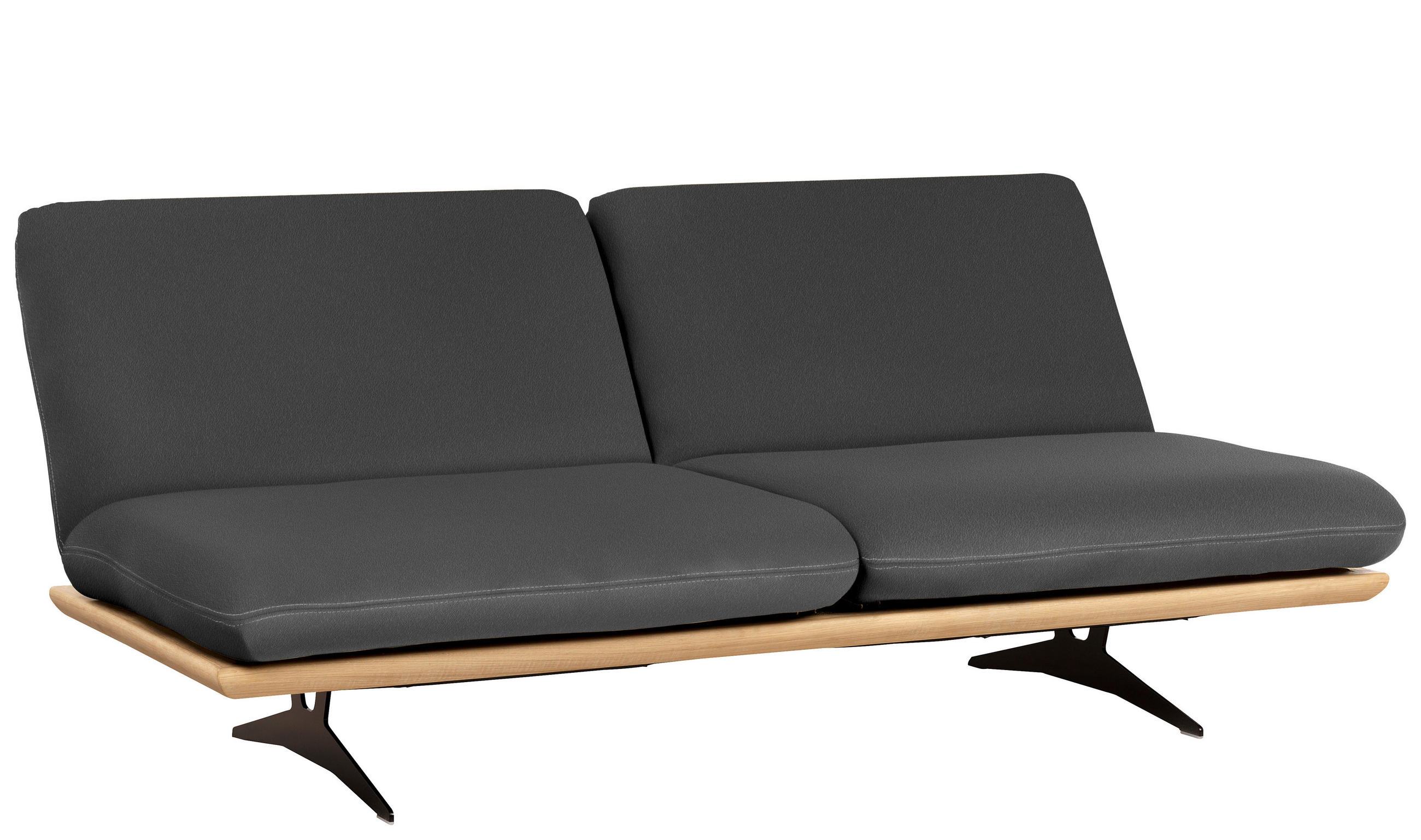 SCHLAFSOFA Dunkelgrau Echtleder  - Dunkelgrau/Beige, Design, Leder/Holz (204/92/90cm) - Dieter Knoll