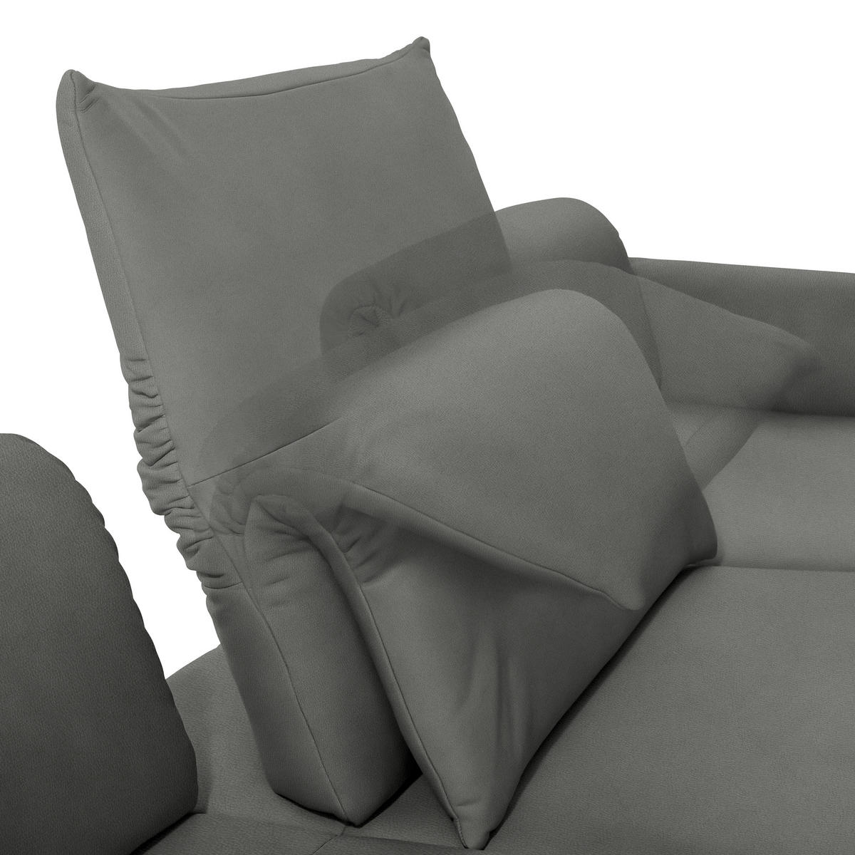 ECKSOFA Posh in Echtleder Dunkelgrau  308/173 cm  - Dunkelgrau/Anthrazit, Design, Leder/Metall (308/173cm) - Joop!