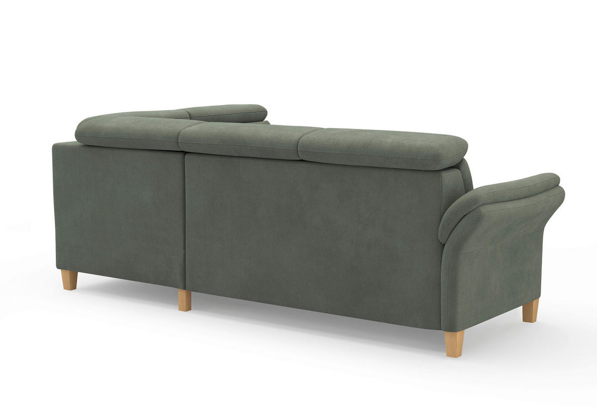 ECKSOFA GLENDALE E Dunkelgrün Flachgewebe  - Dunkelgrün/Eichefarben, KONVENTIONELL, Holz/Textil (247/193cm) - Sit & More