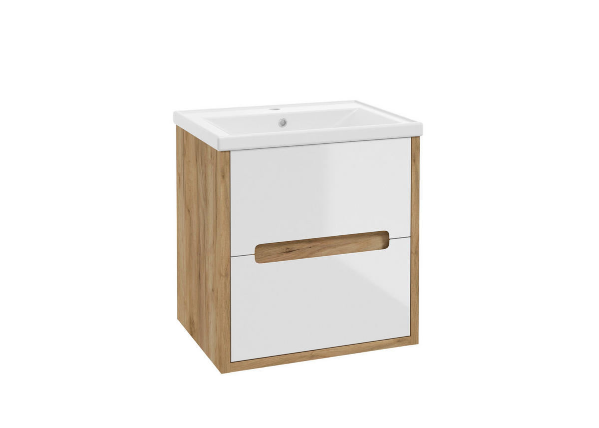 ELEMENT S UMIVAONIKOM  boje hrasta  - bijela/boje hrasta, Moderno, drvni materijal/keramika (60/60/45cm) - MID.YOU